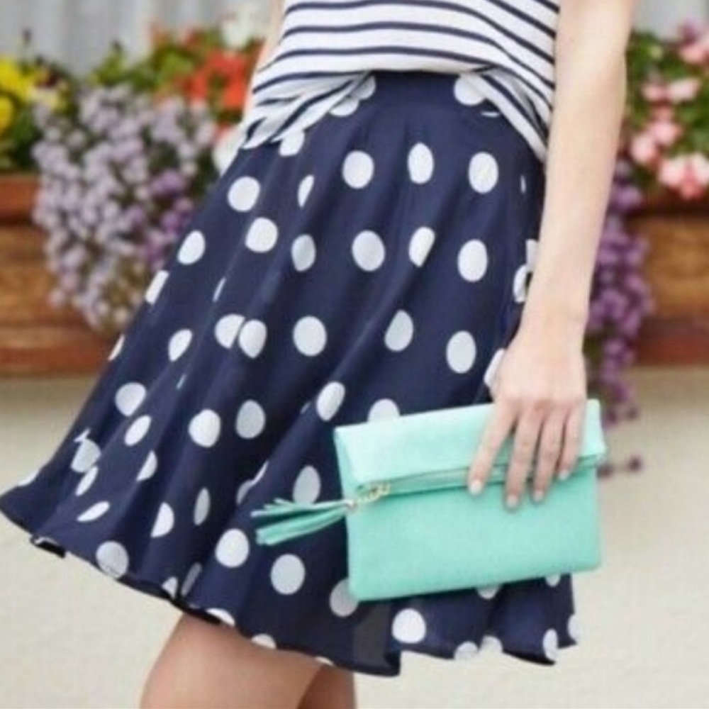 Pixley Retro Polka Dot Rockabilly Flair Skirt, Sz Med